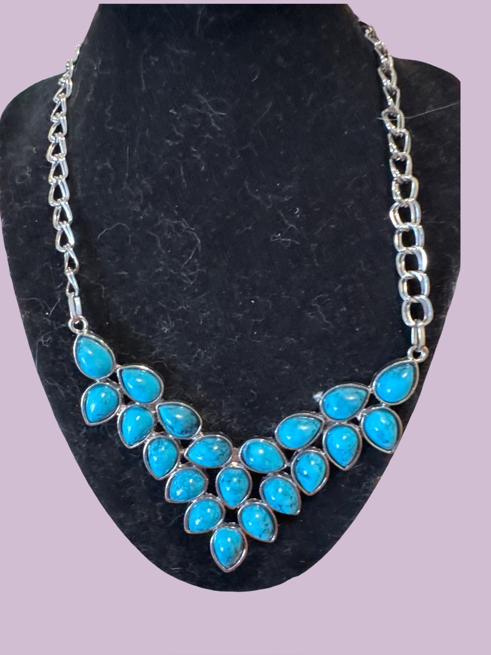 Turquoise Teardrop Statement Necklace - Women's Jewelry